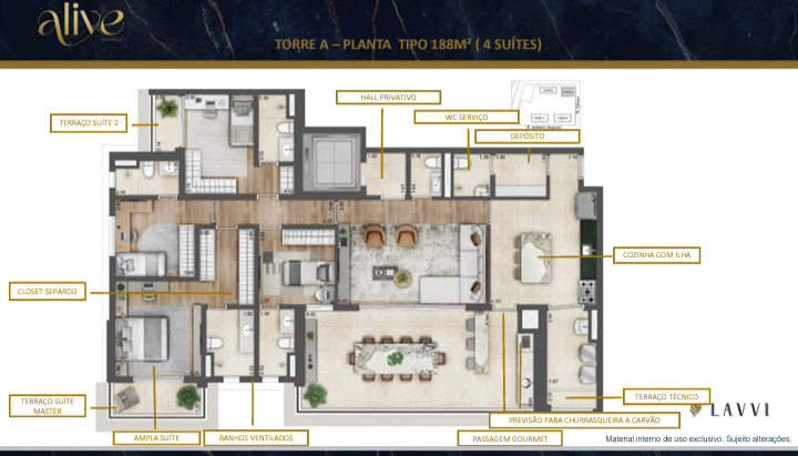 Apartamento à venda com 4 quartos, 188m² - Foto 2