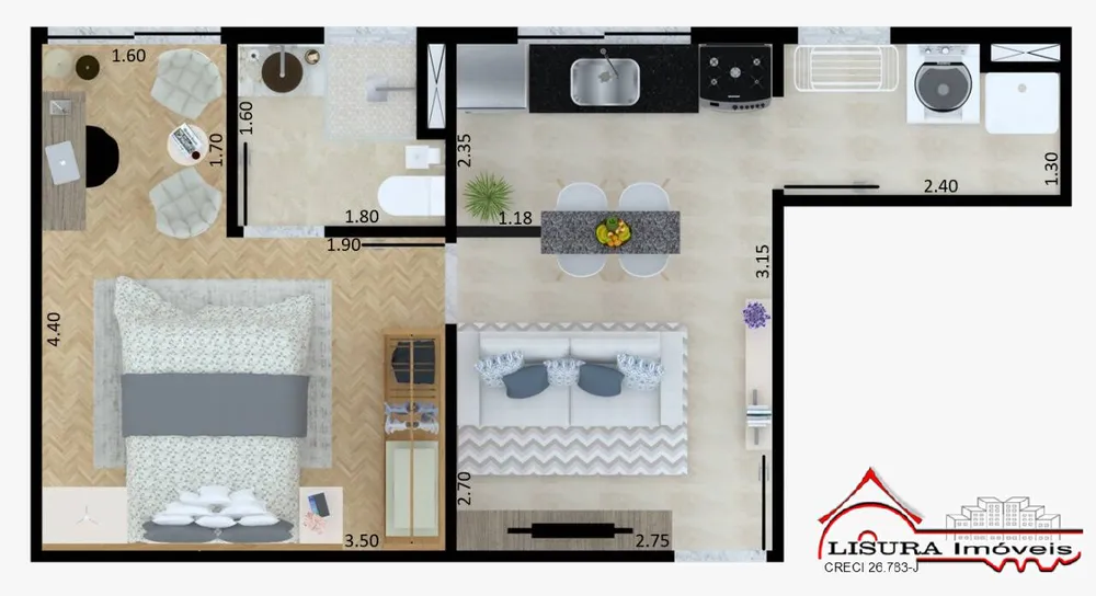 Apartamento, 1 quarto, 53 m² - Foto 1