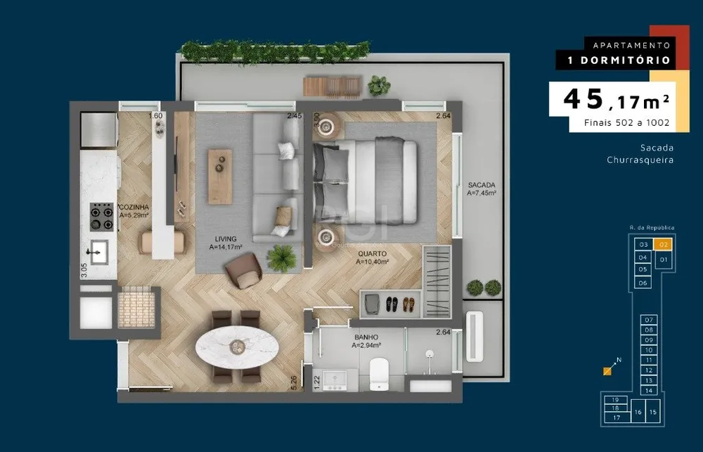 Apartamento, 1 quarto, 45 m² - Foto 1