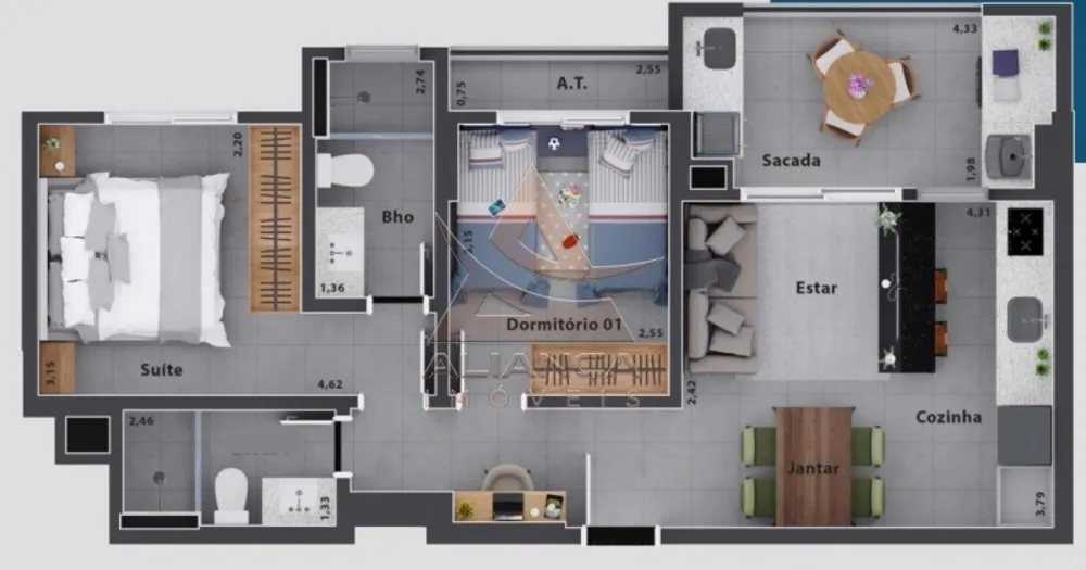 Apartamento, 2 quartos, 69 m² - Foto 3