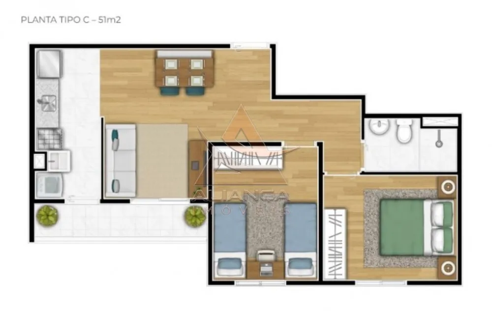 Apartamento, 2 quartos, 51 m² - Foto 1