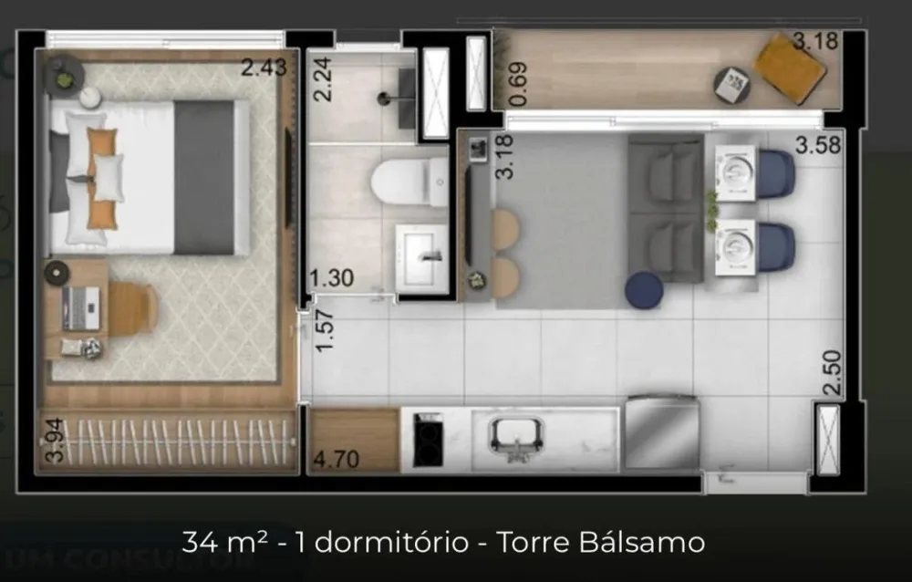 Apartamento, 1 quarto, 31 m² - Foto 2