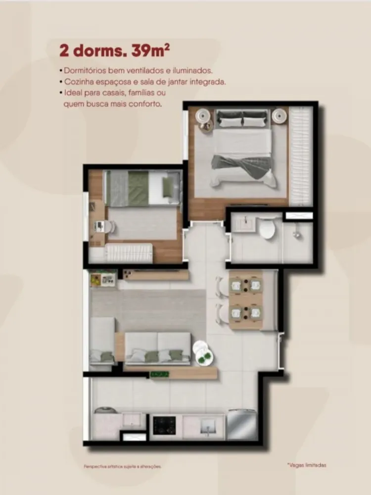 Apartamento, 2 quartos, 38 m² - Foto 2
