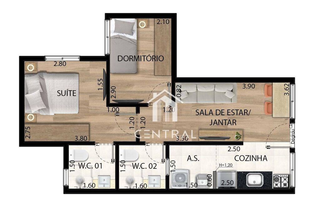 Apartamento, 2 quartos, 41 m² - Foto 2