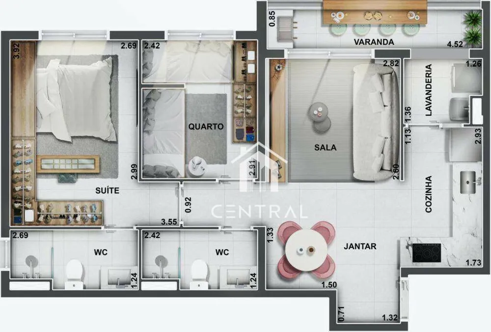 Apartamento, 2 quartos, 56 m² - Foto 3