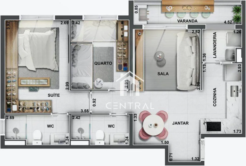 Apartamento, 2 quartos, 69 m² - Foto 1