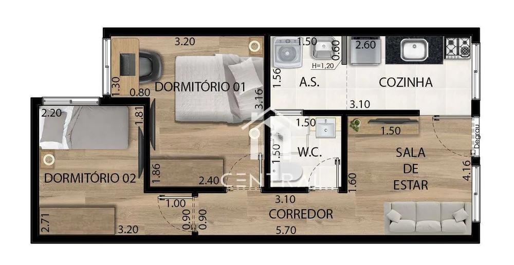 Apartamento, 2 quartos, 39 m² - Foto 7