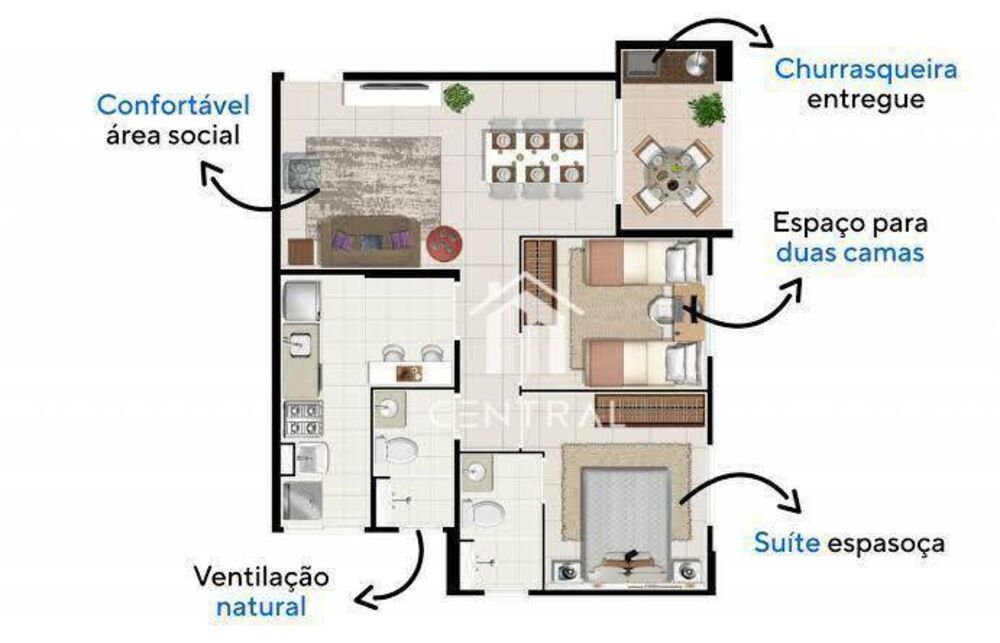 Apartamento, 2 quartos, 60 m² - Foto 2