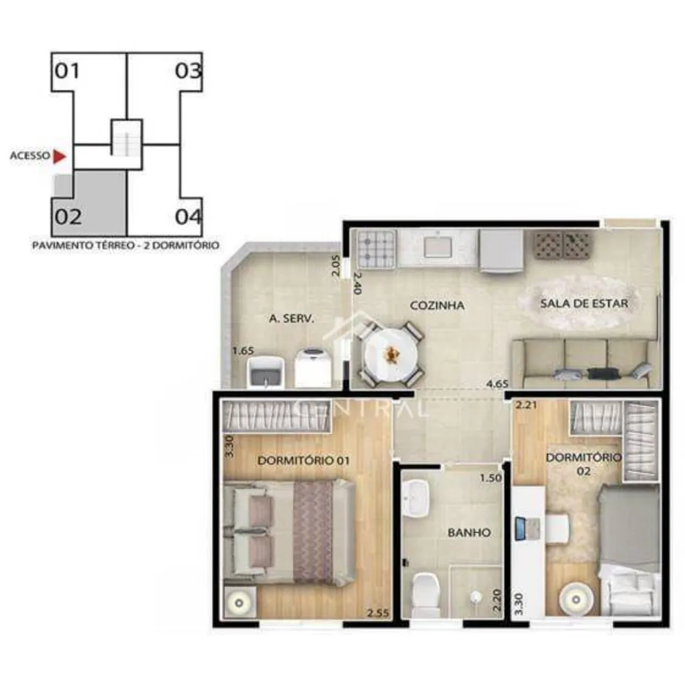 Apartamento, 2 quartos, 50 m² - Foto 2