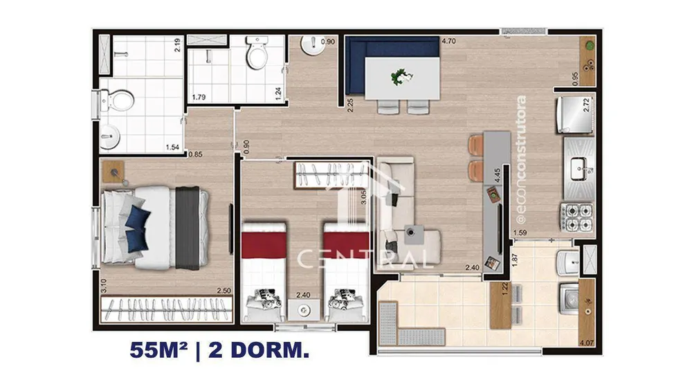 Apartamento, 2 quartos, 55 m² - Foto 11