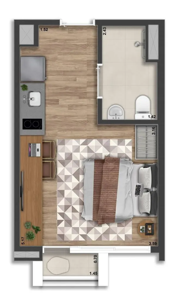 Apartamento, 1 quarto, 24 m² - Foto 2