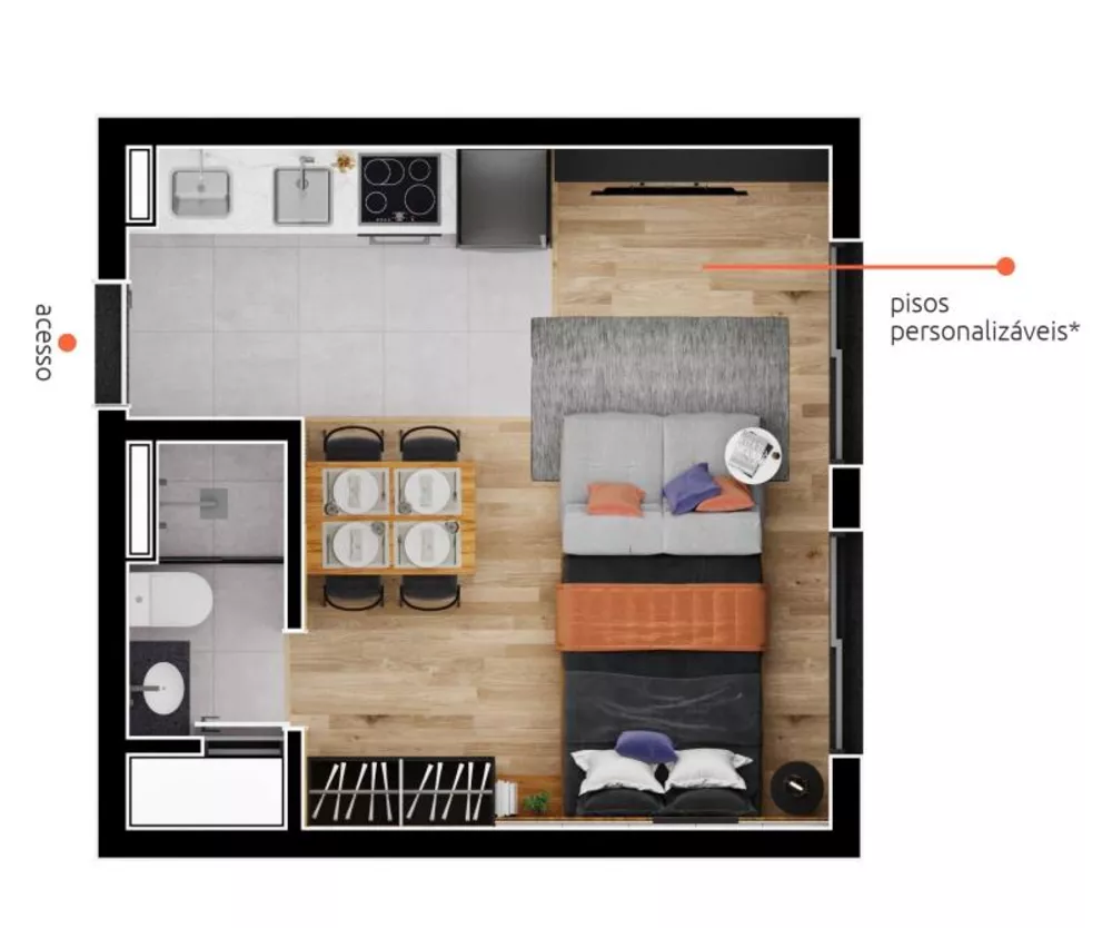 Apartamento à venda com 1 quarto, 25m² - Foto 4