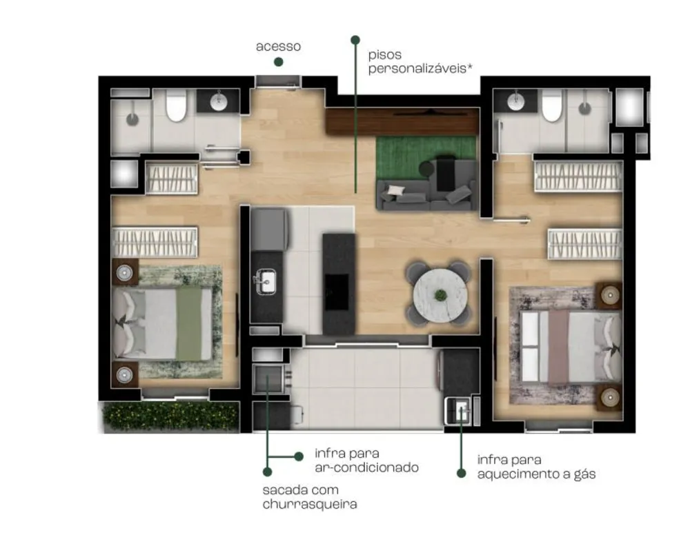 Apartamento, 2 quartos, 62 m² - Foto 3