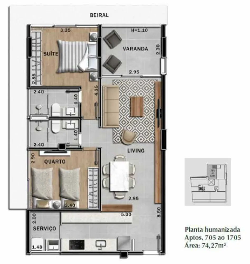 Apartamento, 2 quartos, 74 m² - Foto 12