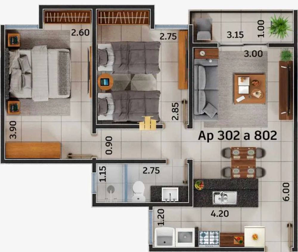 Apartamento, 2 quartos, 52 m² - Foto 6