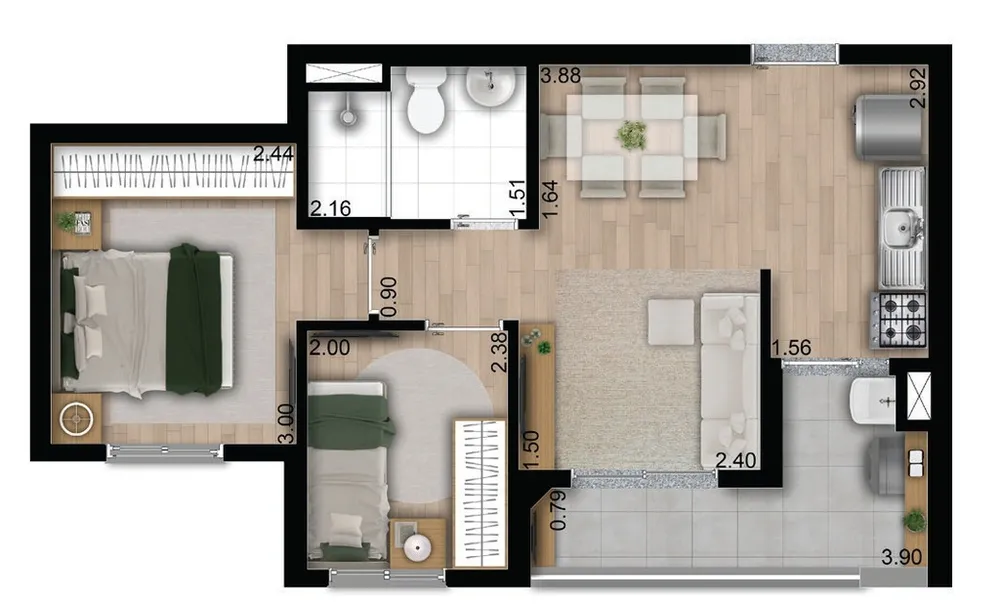 Apartamento, 2 quartos, 42 m² - Foto 10