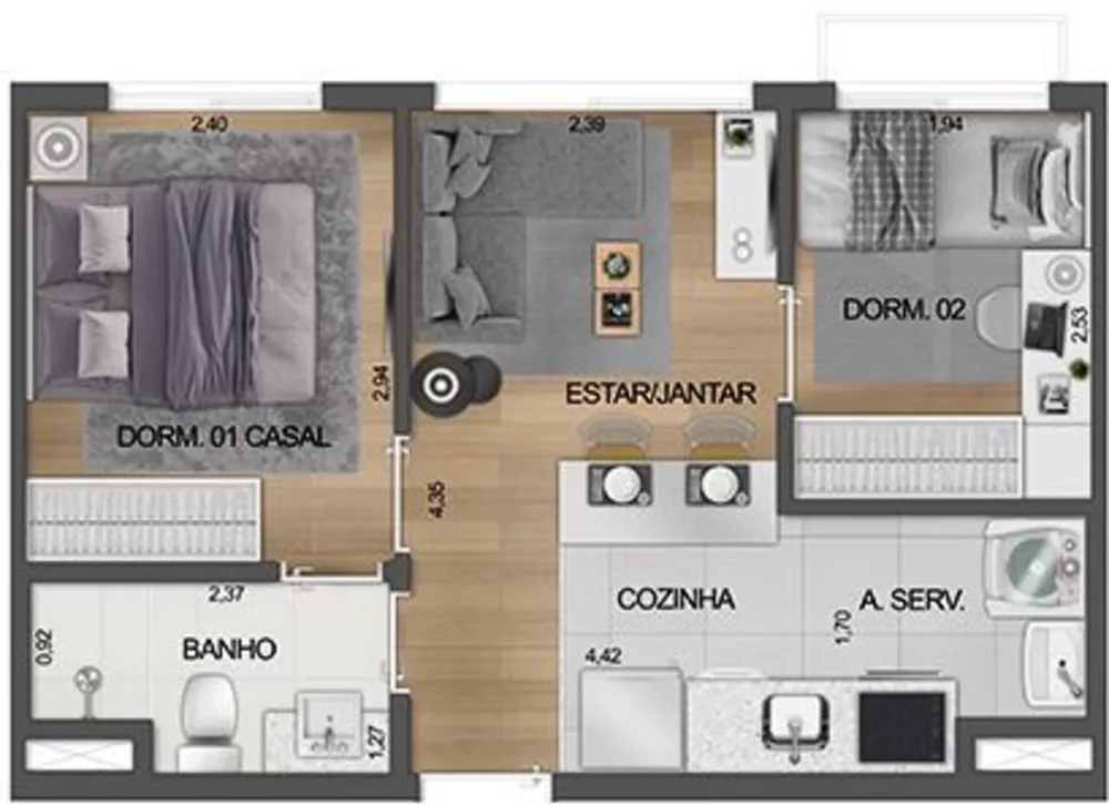 Apartamento, 2 quartos, 33 m² - Foto 16