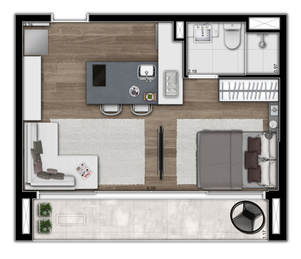 Apartamento à venda com 1 quarto, 42m² - Foto 4
