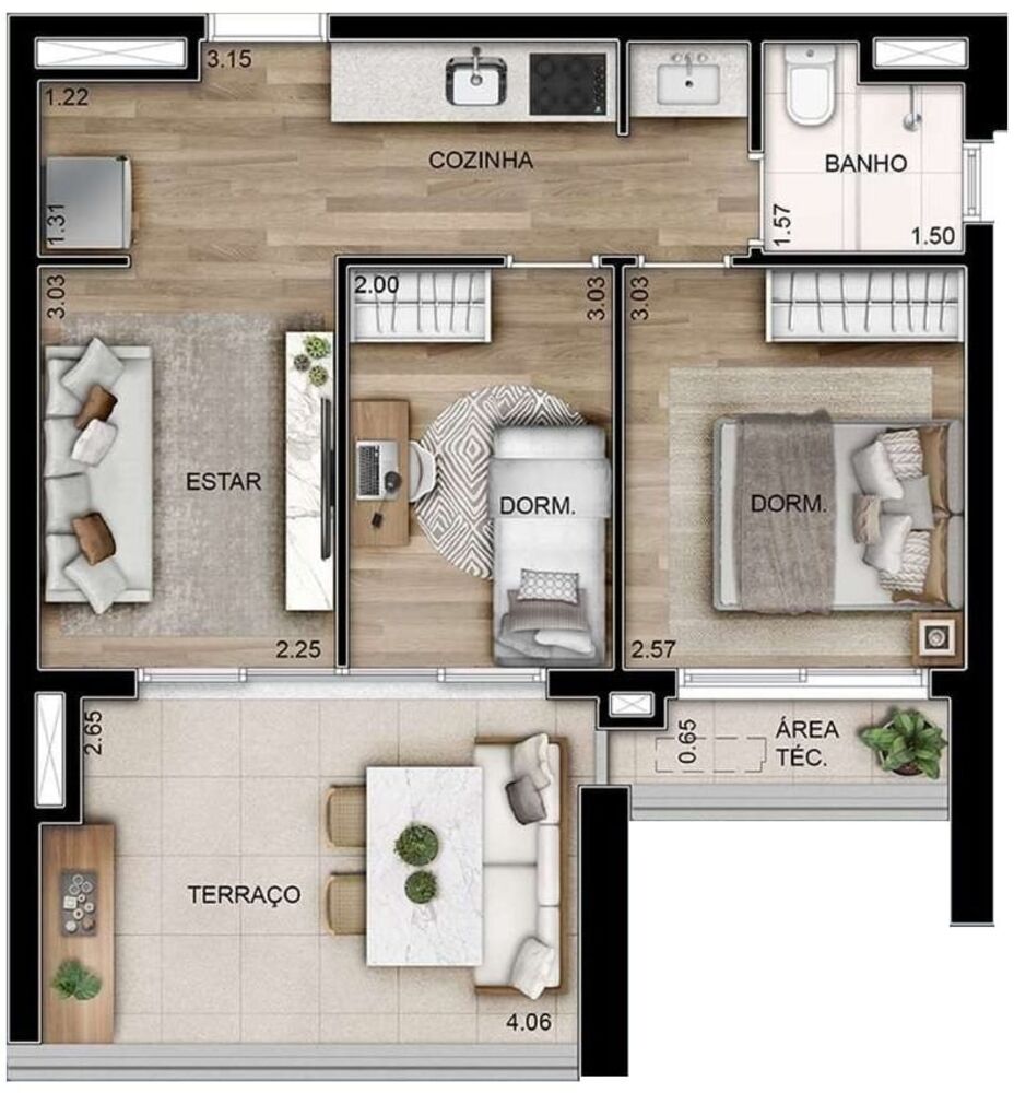 Apartamento, 1 quarto, 53 m² - Foto 16