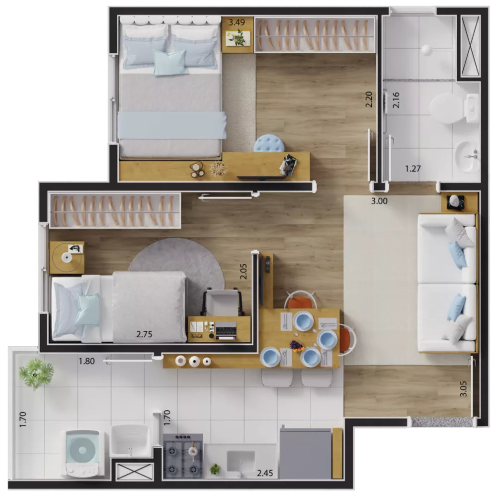 Apartamento, 1 quarto, 34 m² - Foto 1