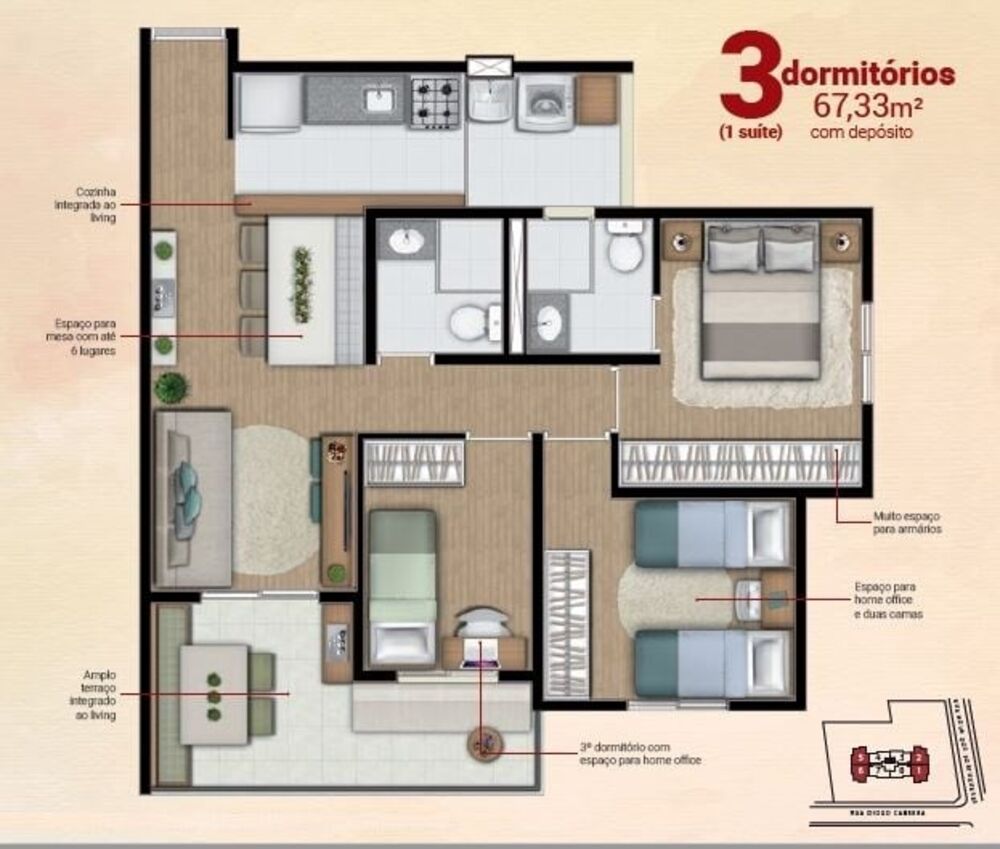 Apartamento, 3 quartos, 67 m² - Foto 5