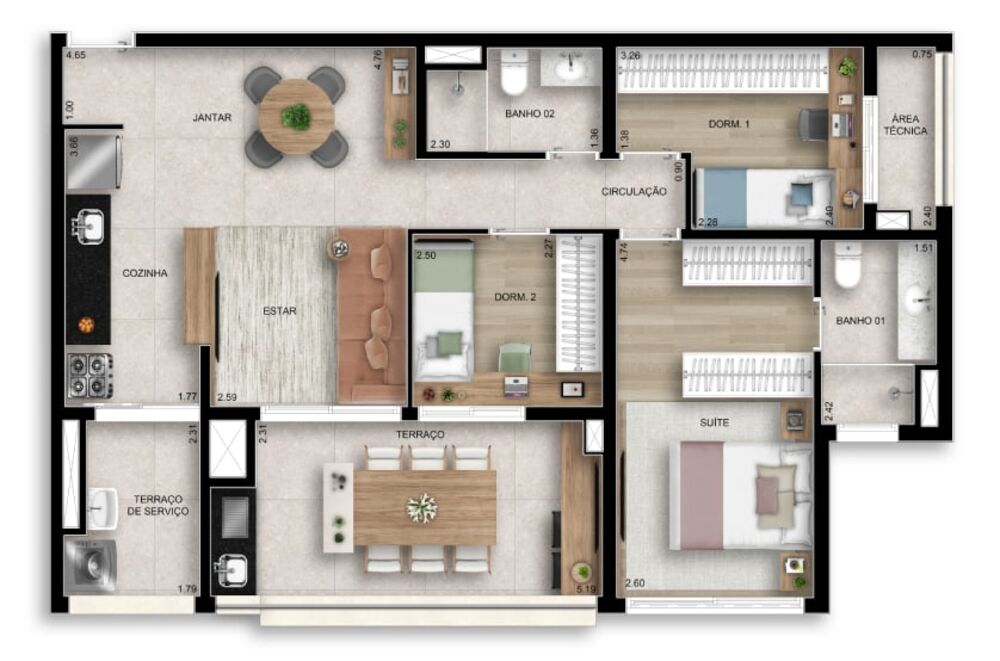 Apartamento, 2 quartos, 72 m² - Foto 4