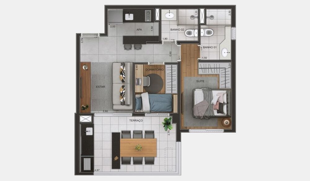Apartamento à venda com 2 quartos, 57m² - Foto 4
