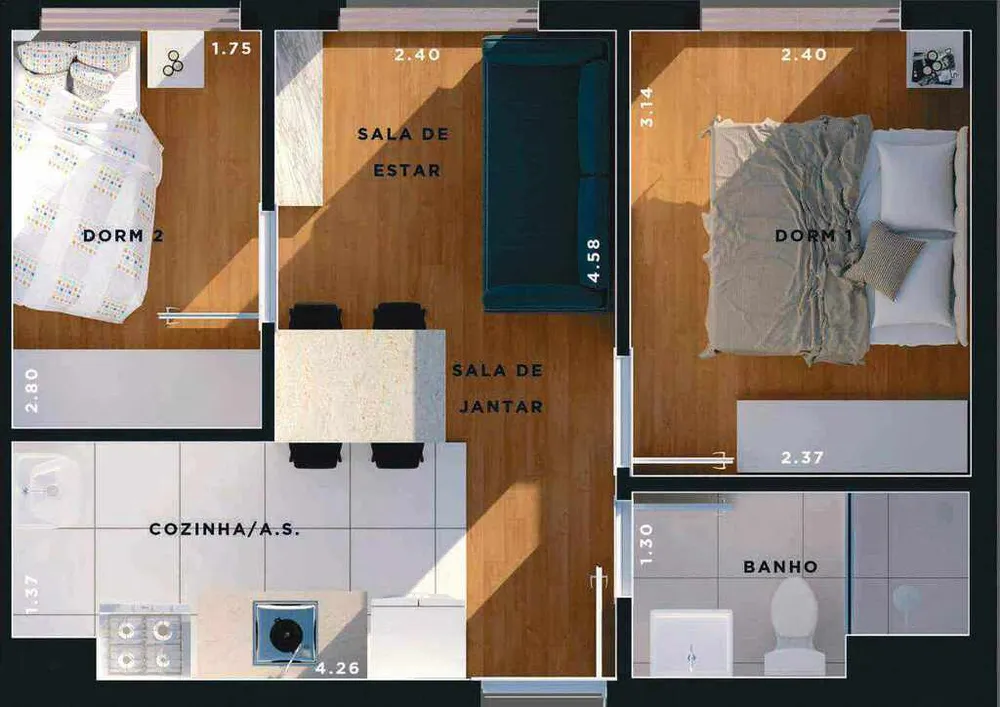 Apartamento, 2 quartos, 44 m² - Foto 12