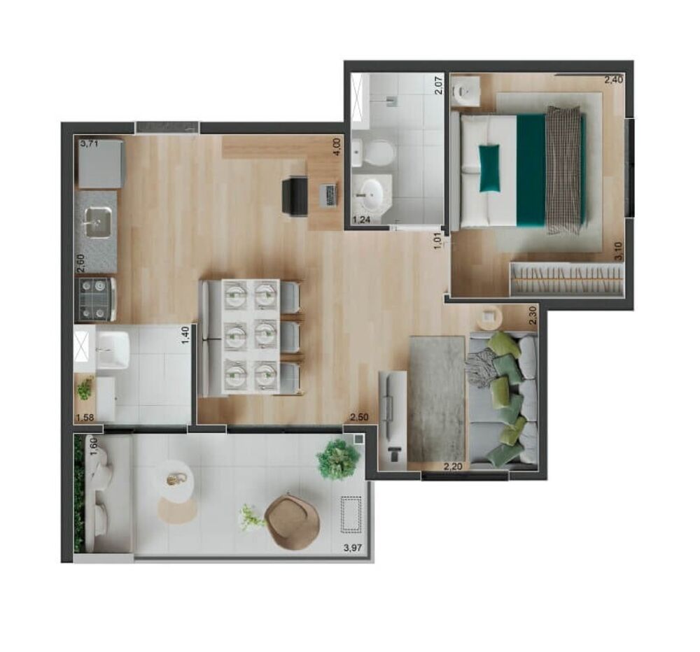 Apartamento à venda com 2 quartos, 44m² - Foto 3