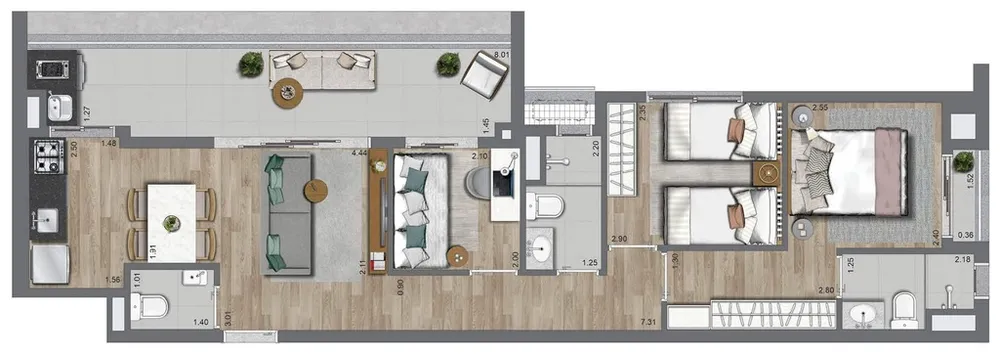 Apartamento, 3 quartos, 70 m² - Foto 2