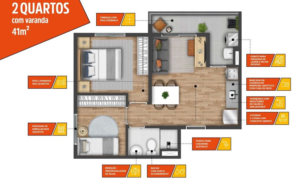 Apartamento à venda com 2 quartos, 41m² - Foto 6