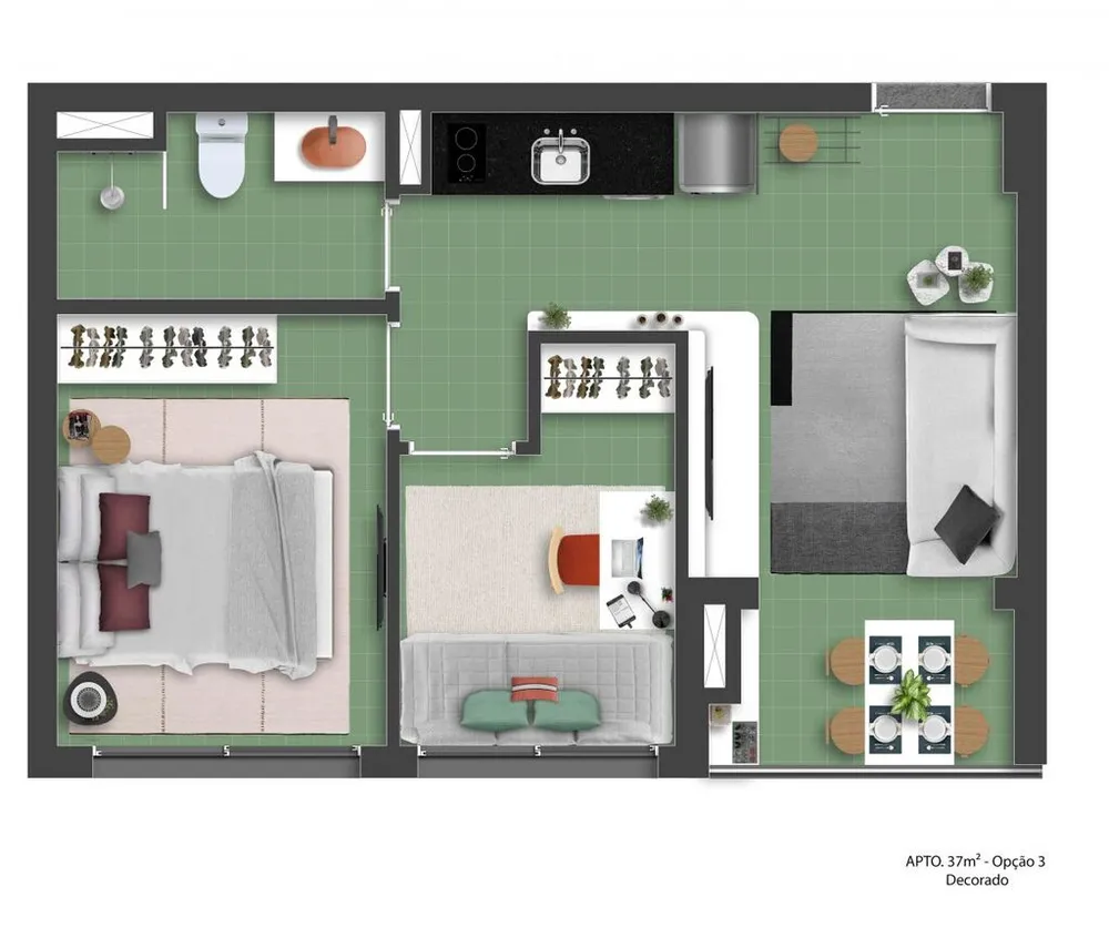 Apartamento, 2 quartos, 37 m² - Foto 3