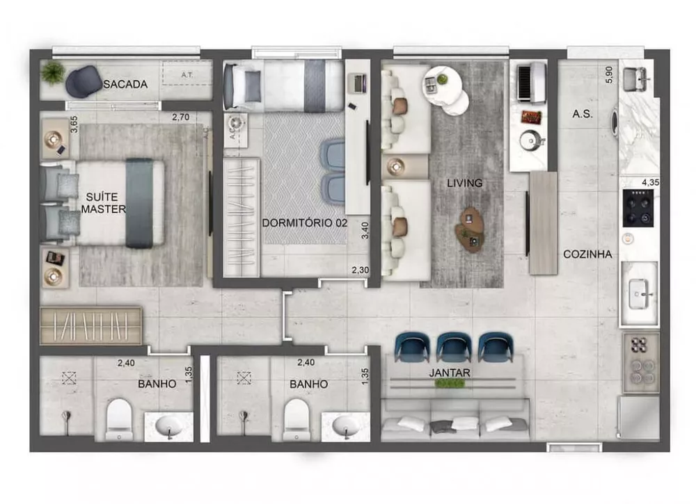Apartamento, 2 quartos, 70 m² - Foto 16
