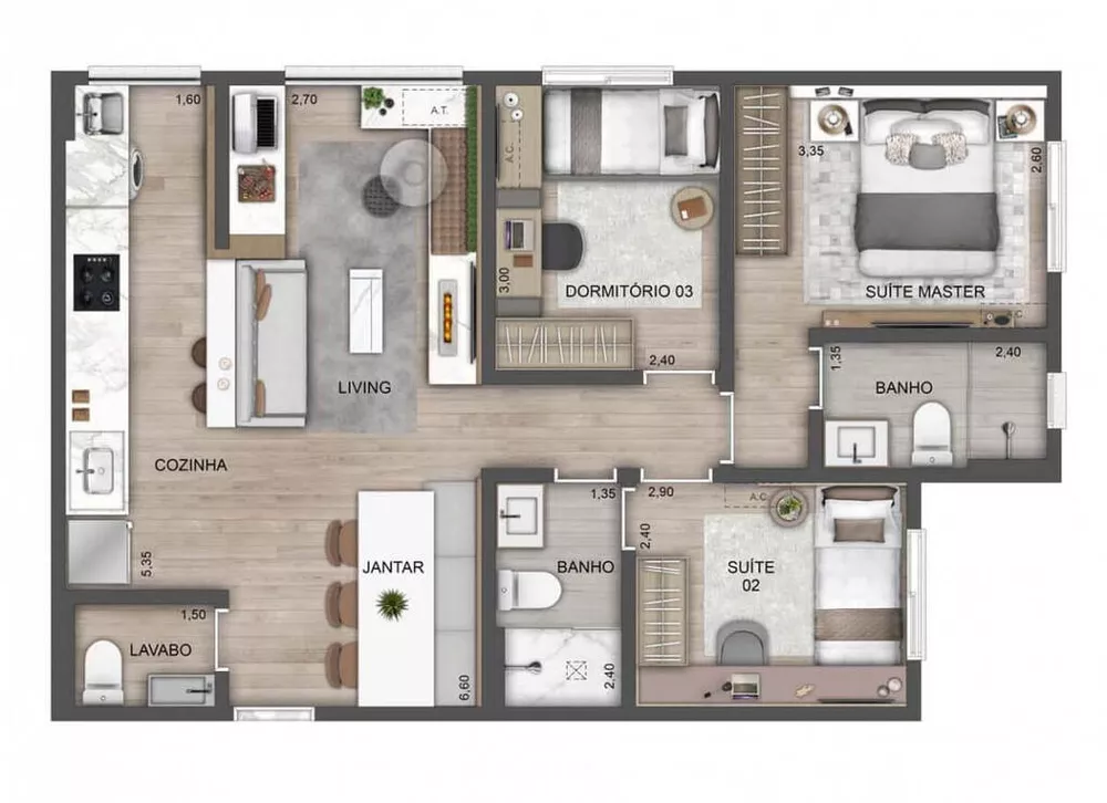 Apartamento, 2 quartos, 70 m² - Foto 3