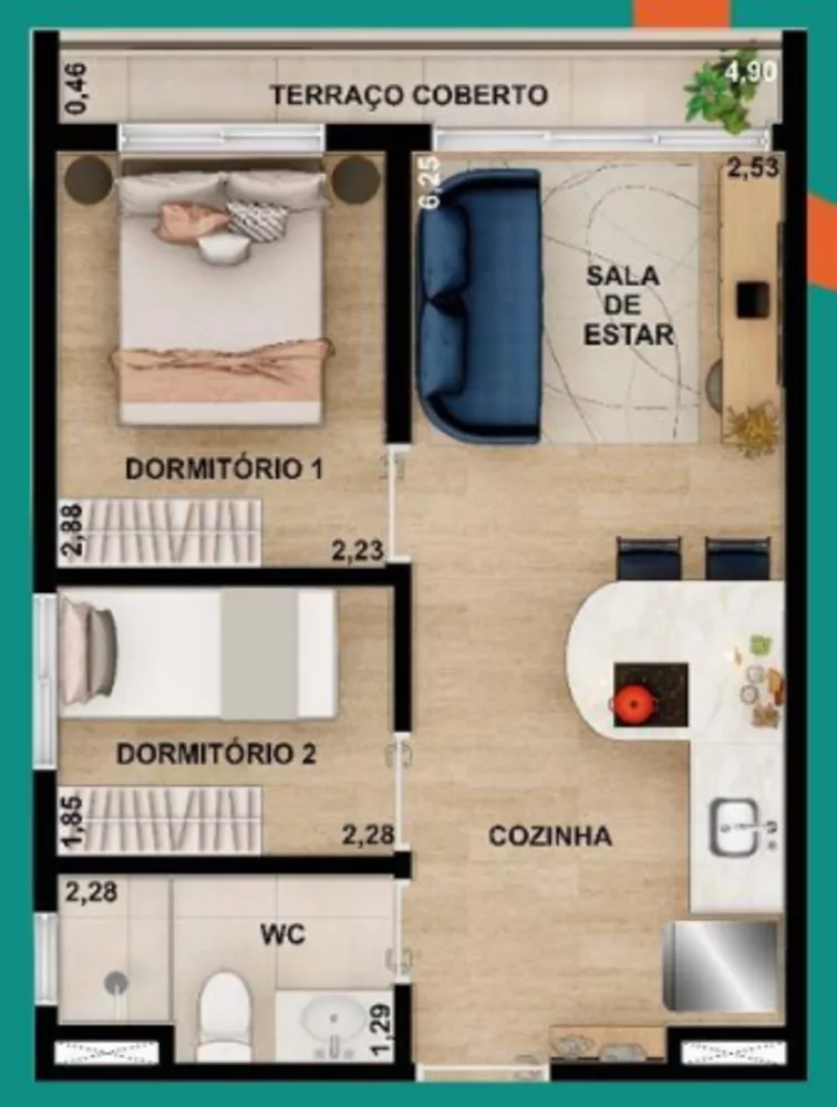 Apartamento, 1 quarto, 34 m² - Foto 12