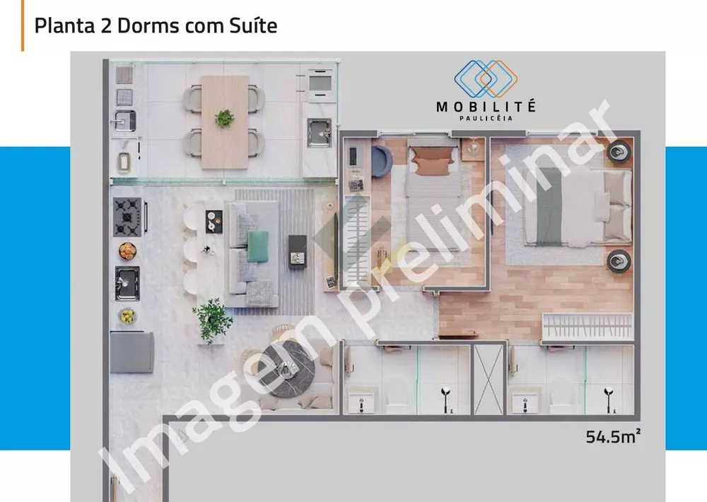 Apartamento, 2 quartos, 54 m² - Foto 2