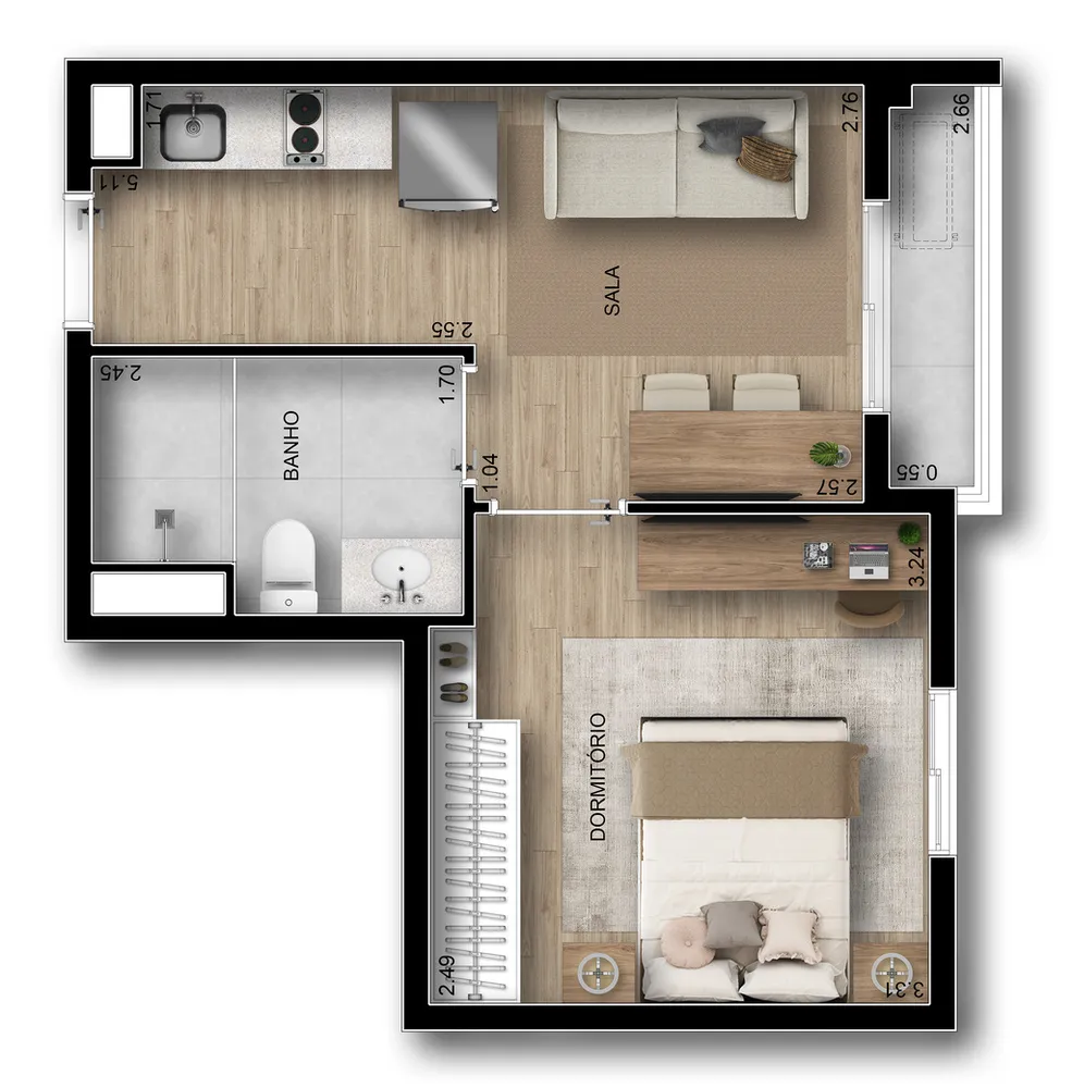 Apartamento, 1 quarto, 32 m² - Foto 12