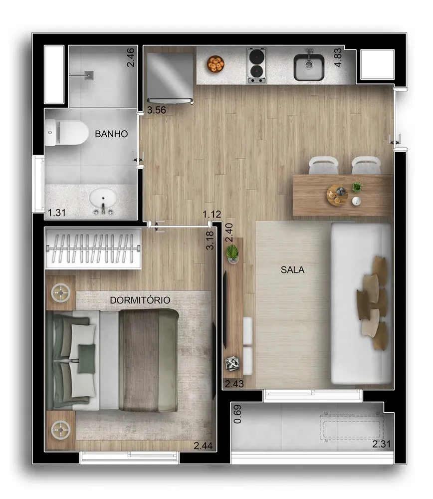 Apartamento, 1 quarto, 32 m² - Foto 13