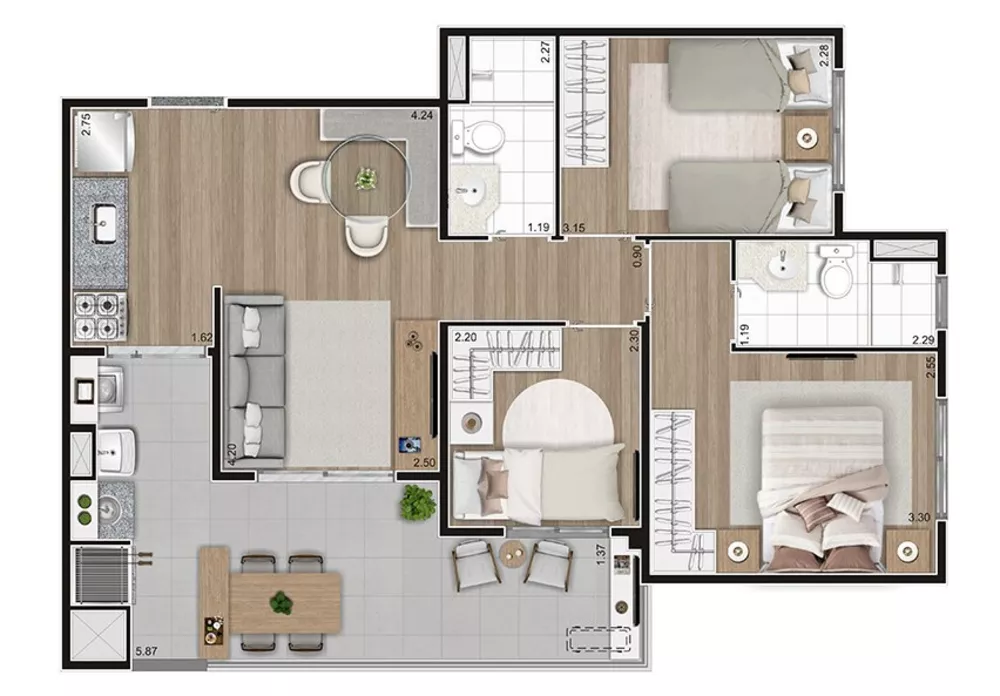 Apartamento, 2 quartos, 54 m² - Foto 6
