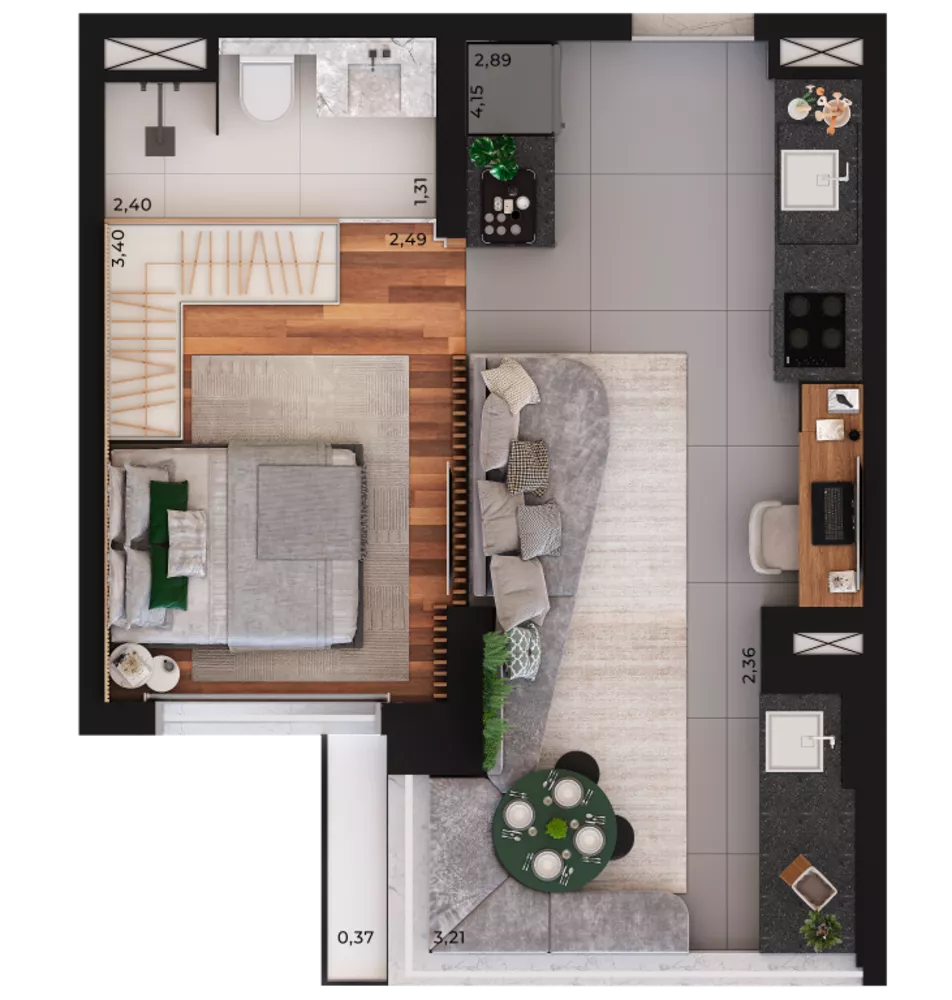 Apartamento, 1 quarto, 37 m² - Foto 4
