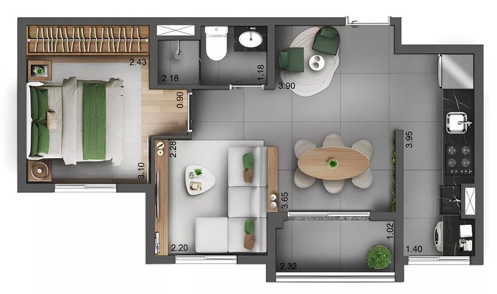 Apartamento, 1 quarto, 27 m² - Foto 2
