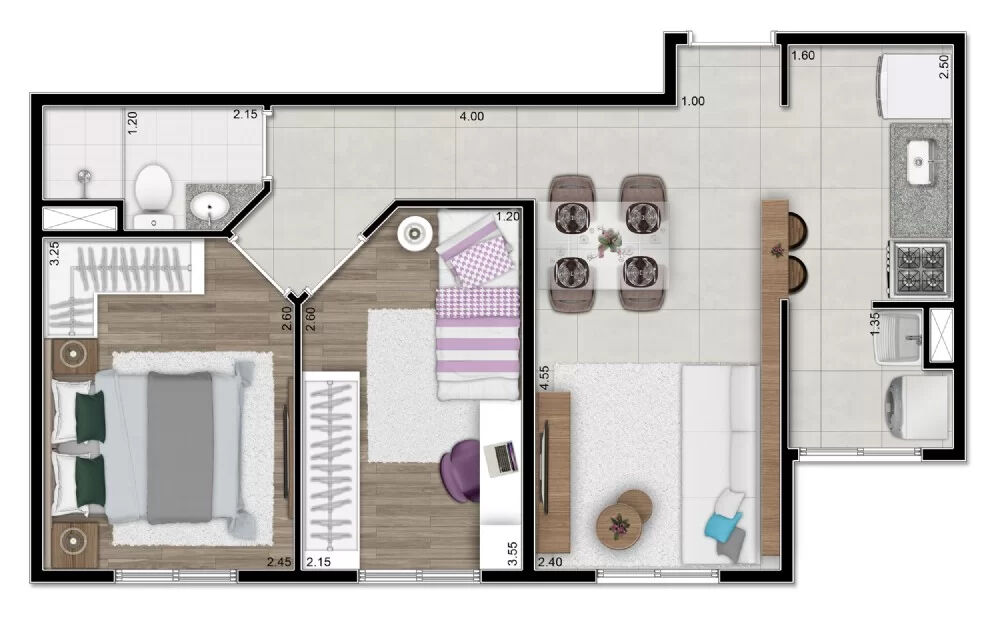 Apartamento, 2 quartos, 43 m² - Foto 2