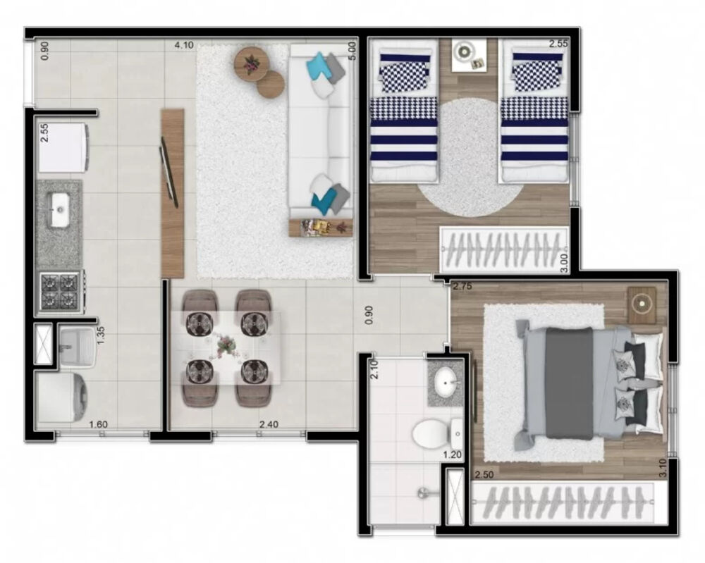 Apartamento, 2 quartos, 43 m² - Foto 3