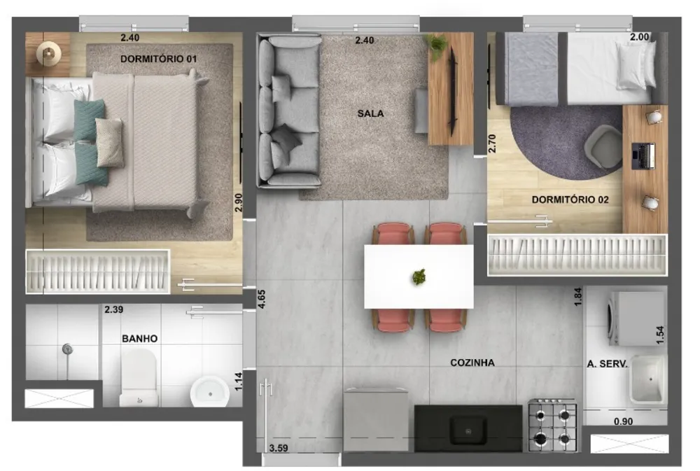Apartamento, 2 quartos, 37 m² - Foto 14