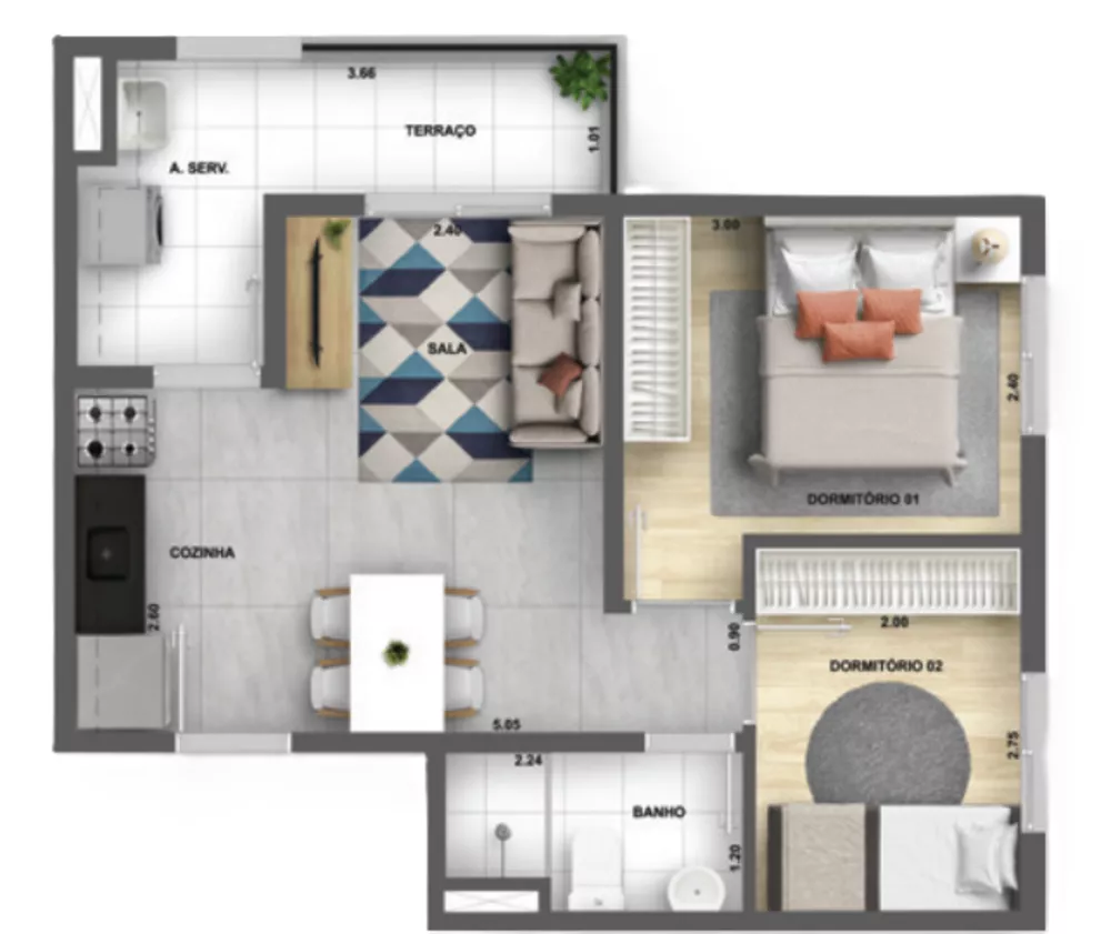 Apartamento, 2 quartos, 35 m² - Foto 16