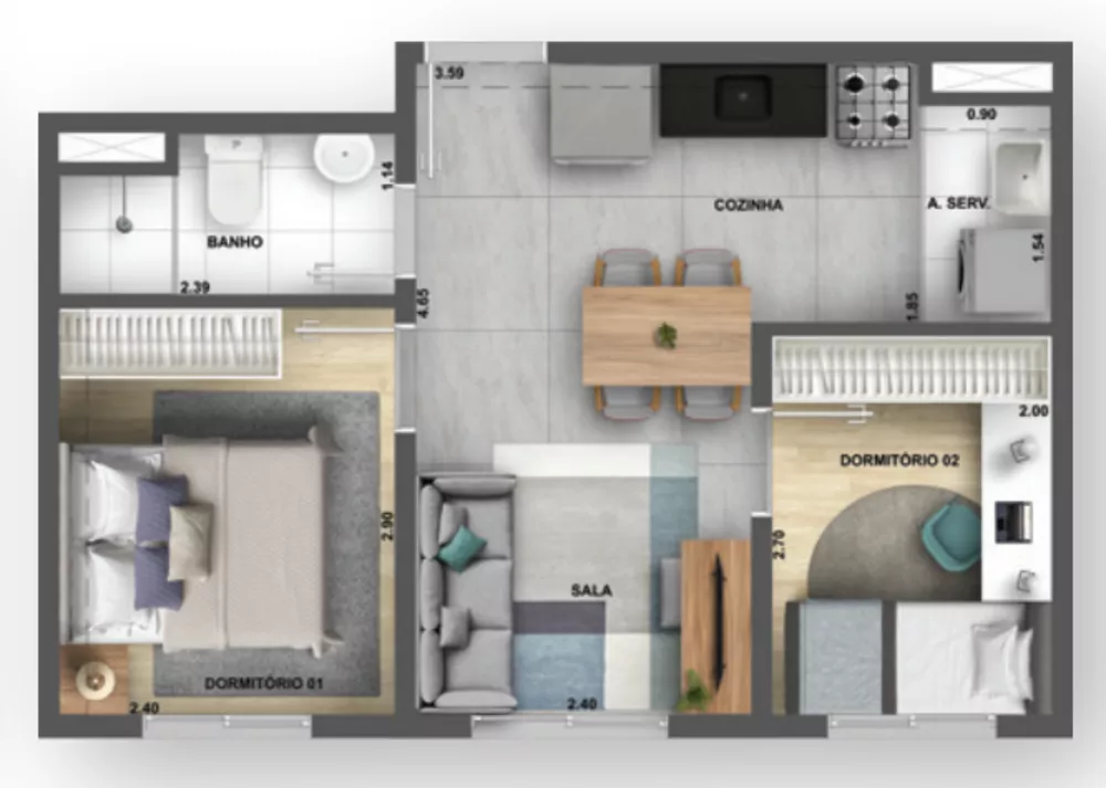 Apartamento, 2 quartos, 35 m² - Foto 15