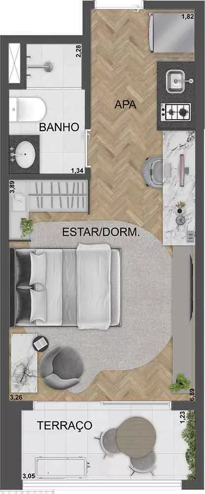Apartamento, 1 quarto, 28 m² - Foto 9