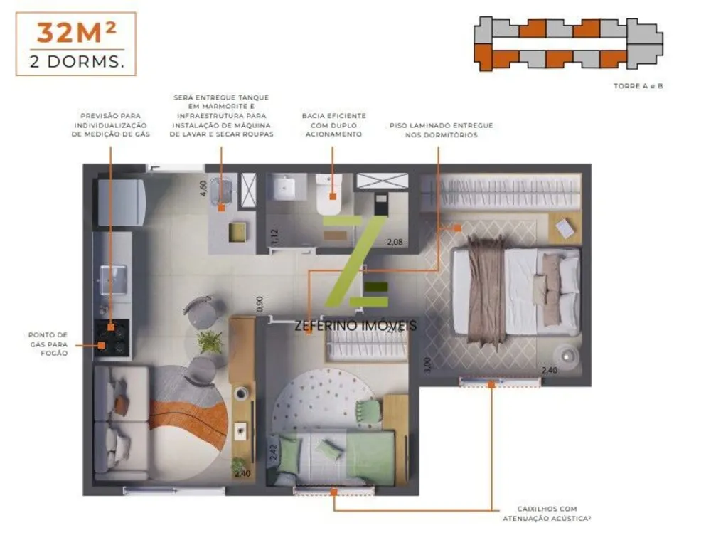 Apartamento, 3 quartos, 51 m² - Foto 13