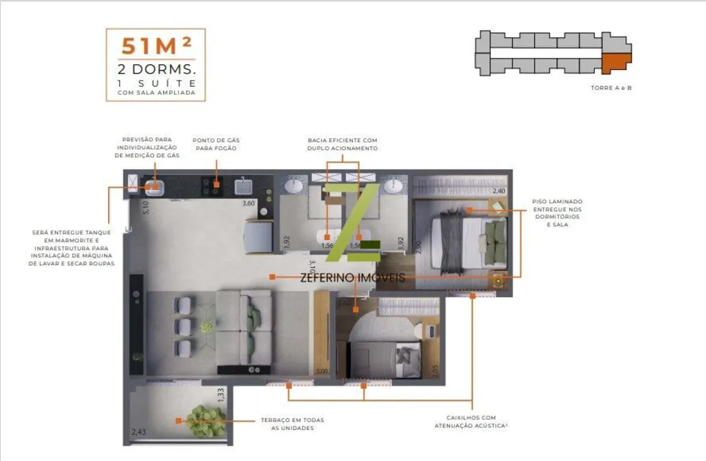 Apartamento, 3 quartos, 51 m² - Foto 14