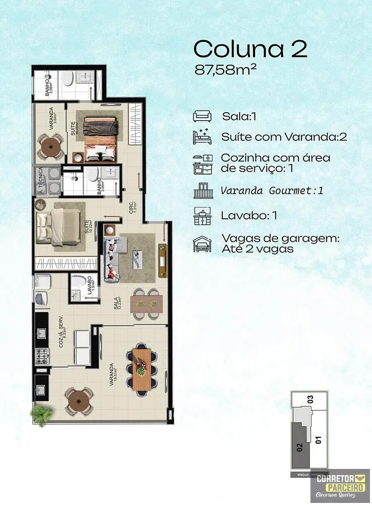 Apartamento, 2 quartos, 74 m² - Foto 2
